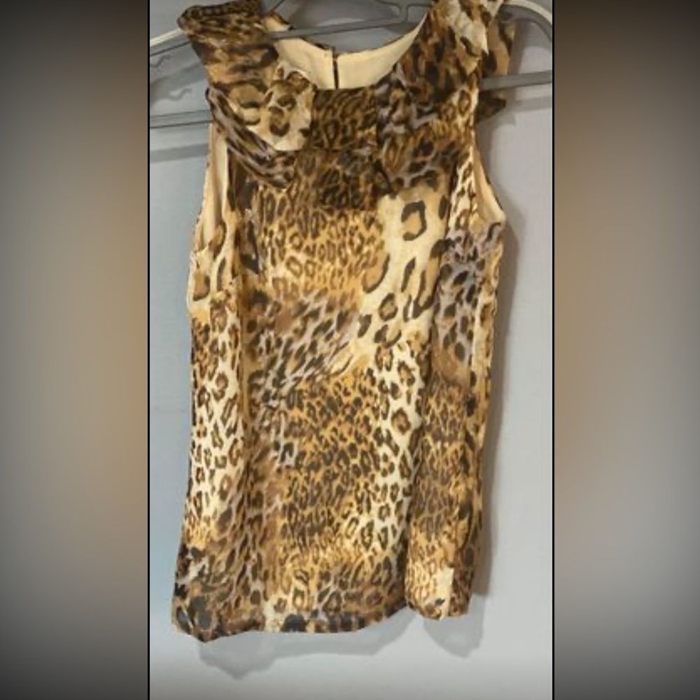 SARAH Campbell Newport Boutique Sleeveless Animal Print Blouse Size 4